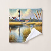 ホワイトヘロン湿原とライトハウスバスタオルセット バスタオルセット (ウォッシュタオル)