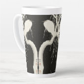 ホワイトヘロン鳥の雪の冬ヴィンテージイラストレーション カフェラテマグ (左アングル)