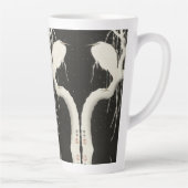 ホワイトヘロン鳥の雪の冬ヴィンテージイラストレーション カフェラテマグ (右)