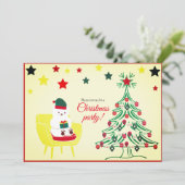 ホワイトベアかわいいユニーククリスマスモダンパーティー 招待状 (スタンド正面)