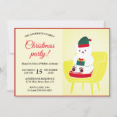 ホワイトベアかわいいユニーククリスマスモダンパーティー 招待状 (裏面)