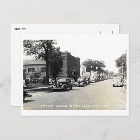 ホワイトベアレイクMNミネソタメインセントヴィンテージスタイル ポストカード (正面/裏面)