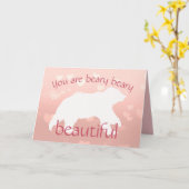 ホワイトベア シルエット グリーティングカード (黄色い花)