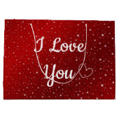 ホワイトベア&レッド愛する君の名パーソナライズされた前 ラージペーパーバッグ (裏面)