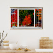 ホワイトベイウィンドウ幻想秋のシーン ポスター (キッチン)