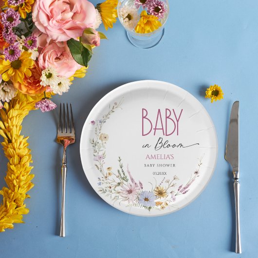 ホワイトベビーイン開花水彩紙プレート ペーパープレート