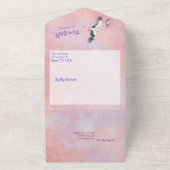 ホワイトベビーガールオンザウェイストークサンセットスカイ オールインワン招待状 (外側)