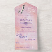 ホワイトベビーガールオンザウェイストークサンセットスカイ オールインワン招待状 (内側)