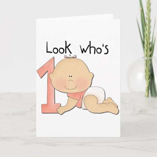 ホワイトベビーガール誕生日Tシャツとギフト カード (正面)