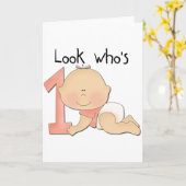 ホワイトベビーガール誕生日Tシャツとギフト カード (黄色い花)