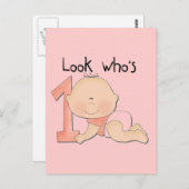 ホワイトベビーガール誕生日Tシャツとギフト ポストカード (正面/裏面)