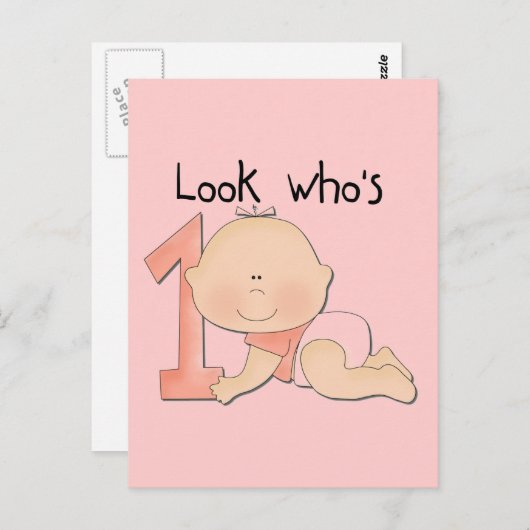 ホワイトベビーガール誕生日Tシャツとギフト ポストカード (正面/裏面)