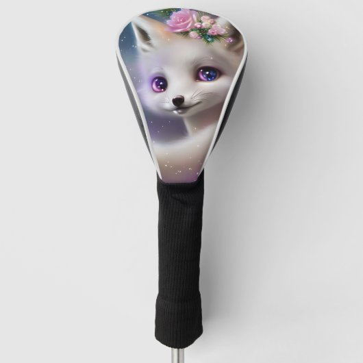 ホワイトベビーキツネ ゴルフヘッドカバー (正面)