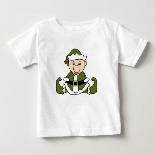 ホワイトベビークリスマス小妖精や小人 ベビーTシャツ (正面)
