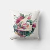 ホワイトベビーグランドピアノウォーターカラー クッション (正面)