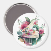 ホワイトベビーグランドピアノウォーターカラー マグネット (正面/裏面)