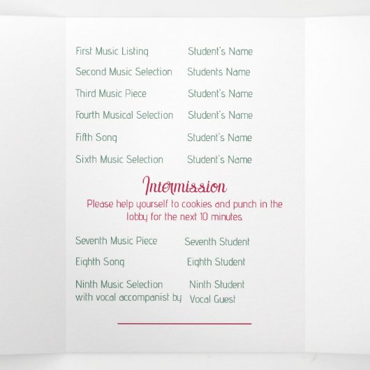 ホワイトベビーグランドピアノリサイタル 三つ折りプログラム (内部中)