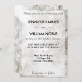 ホワイトベビーズブレスミニマモダンリスト結婚 招待状 (正面/裏面)