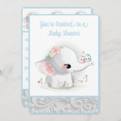 ホワイトベビーゾウ 招待状 (正面/裏面)