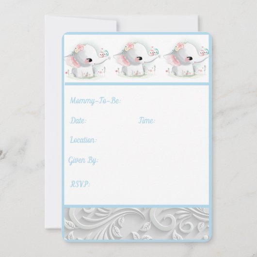 ホワイトベビーゾウ 招待状 (裏面)