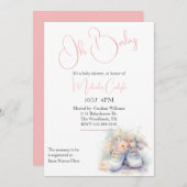 ホワイトベビーブーティベビーシャワー 招待状 (正面/裏面)