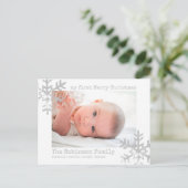 ホワイトベビー初めてのクリスマスフォトスノーフレーク シーズンポストカード (スタンド正面)