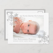 ホワイトベビー初めてのクリスマスフォトスノーフレーク シーズンポストカード (正面/裏面)