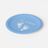 ホワイトベビー足-少年用のベビーシャワー ペーパープレート (アングル)