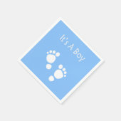 ホワイトベビー足 – 男の子のベビーシャワー スタンダードカクテルナプキン (角)