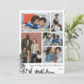 ホワイトベリースパイグフォトコラージハッピーホリデー シーズンカード (スタンド正面)