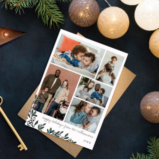 ホワイトベリースパイグフォトコラージハッピーホリデー シーズンカード