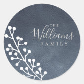 ホワイトベリーモダンがダークブルーのクリスマスを飾る ラウンドシール (正面)