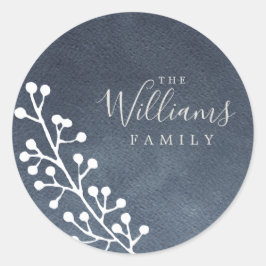 ホワイトベリーモダンがダークブルーのクリスマスを飾る ラウンドシール