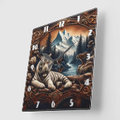 ホワイトベンガルトガーマウンテンストリームで休息 スクエア壁時計 (傾斜)