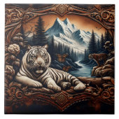 ホワイトベンガルトガーマウンテンストリームで休息 タイル (正面)