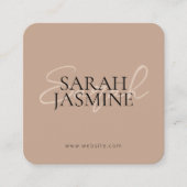ホワイトベージュのミニマルモダンリストインフルエンサーのスキャナブル スクエア名刺 (正面)