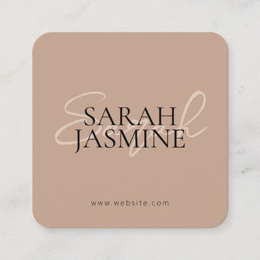 ホワイトベージュのミニマルモダンリストインフルエンサーのスキャナブル スクエア名刺 (正面)