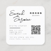 ホワイトベージュのミニマルモダンリストインフルエンサーのスキャナブル スクエア名刺 (裏面)