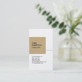 ホワイトベージュキューブ縦型シックな名刺 名刺 (スタンド正面)