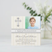 ホワイトベージュストライプ招待状 招待状 (スタンド正面)