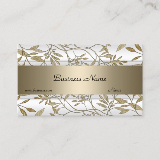 ホワイトベージュフローラエレガント名刺3 名刺 (正面)