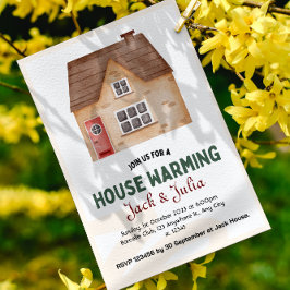 ホワイトベージュ引っ越し祝いパーティーパーティの招待状 招待状