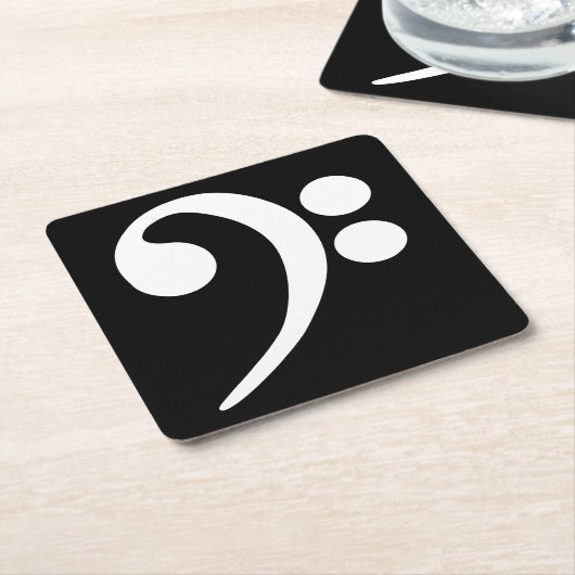 ホワイトベースクレフ、 音符記号 スクエアペーパーコースター (アングル)