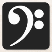 ホワイトベースクレフ、 音符記号 スクエアペーパーコースター (正面)