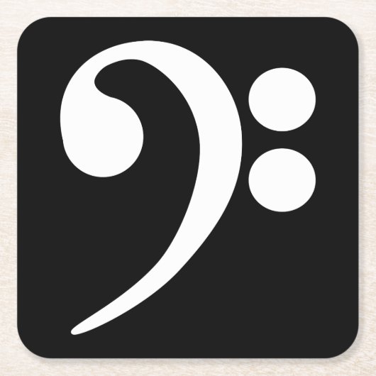 ホワイトベースクレフ、 音符記号 スクエアペーパーコースター (正面)