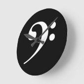 ホワイトベースクレフ、 音符記号 ラウンド壁時計 (傾斜)