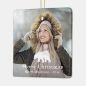 ホワイトベ素朴アークリスマスホリデー写真 セラミックオーナメント (左)