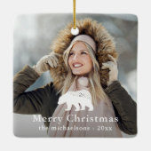 ホワイトベ素朴アークリスマスホリデー写真 セラミックオーナメント (裏面)