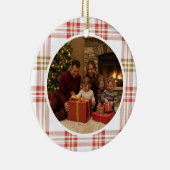 ホワイトペイスリー柄の家族クリスマス セラミックオーナメント (右)