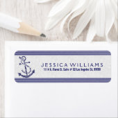 ホワイトペイズリーウィズネイビーブルー航海のいかり ラベル (インサイチュ)